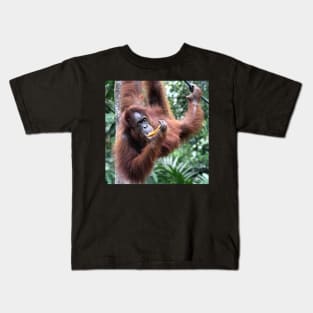 Just Hanging Around, Young Female Orangutan, Borneo Kids T-Shirt